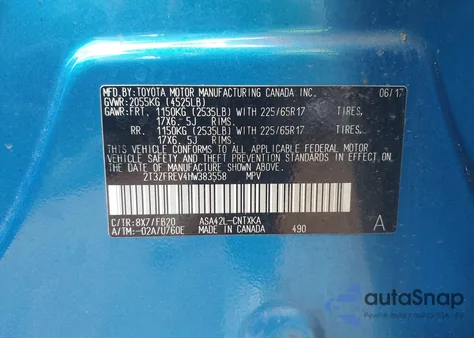 2017 Toyota Rav4 Le from USA, damaged, VIN 2T3ZFREV4HW383558